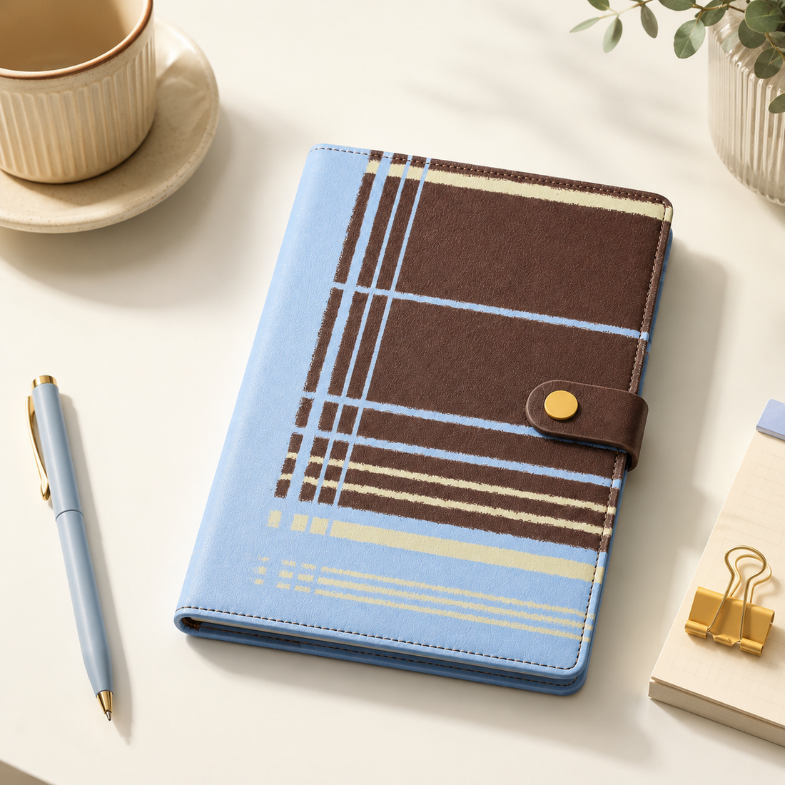 "Plaid Series" B5 Snap-Closure PU Leather Notebook by inrik - color option view for journaling notebook | Lumiyear
