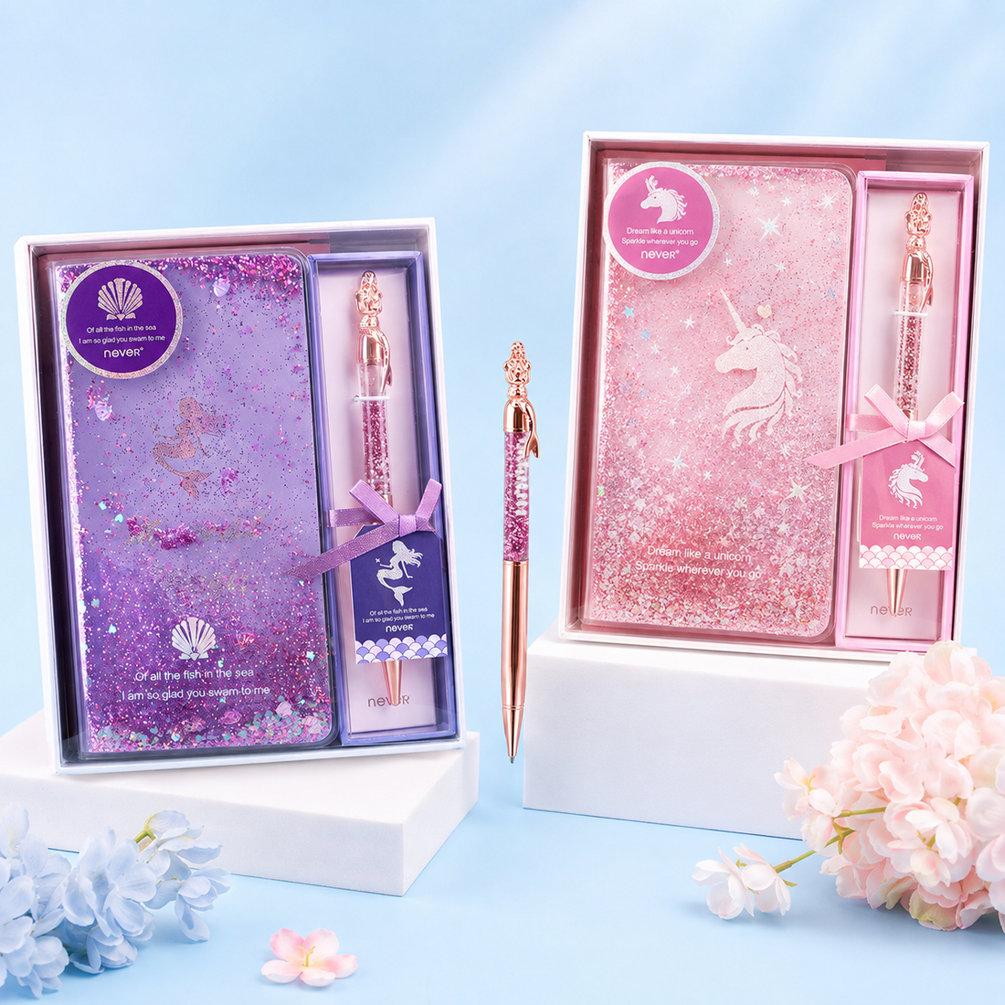 Mermaid Magic Liquid Glitter Journal & Gel Pen Gift Set