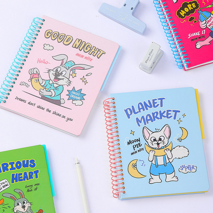 A5 Spiral Notebook with Perforated Pages | Cute Retro American Cartoon Journal