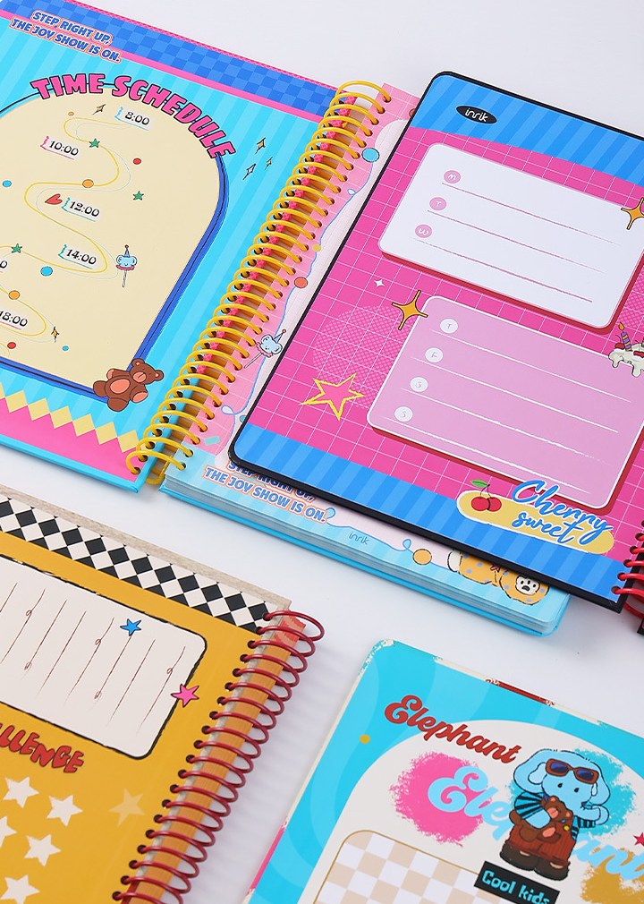 A4 Spiral Notebook with Elastic Band by inrik - detail view for journaling notebook | Lumiyear