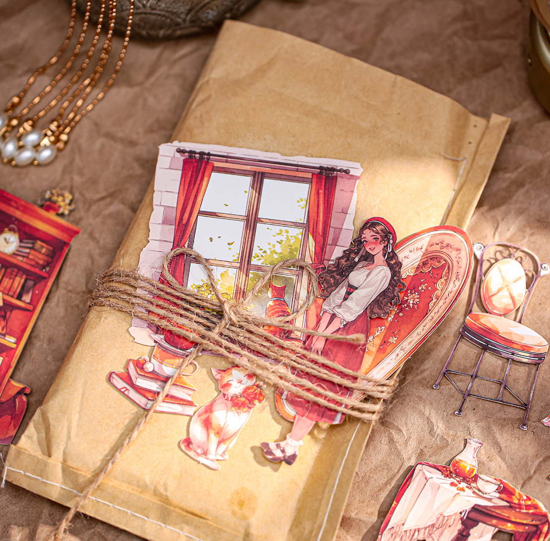 "Romantic Whisper" Series Large Silhouette Sticker Pack by mr.paper - color option view for scrapbook decoration | Lumiyear