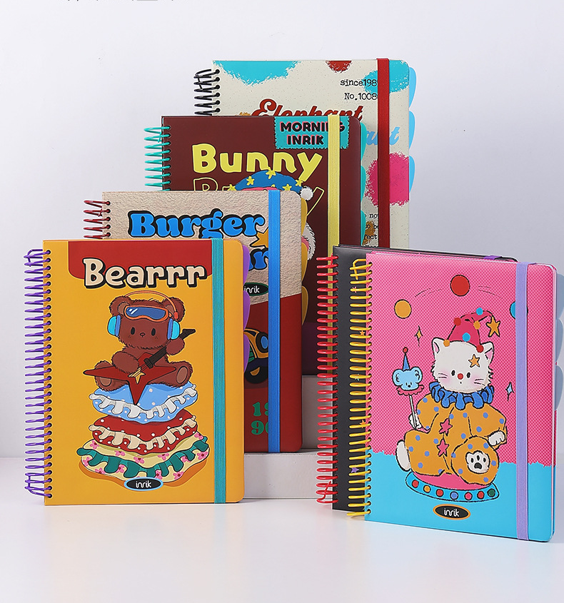 A4 Spiral Notebook with Elastic Band by inrik - color option view for journaling notebook | Lumiyear