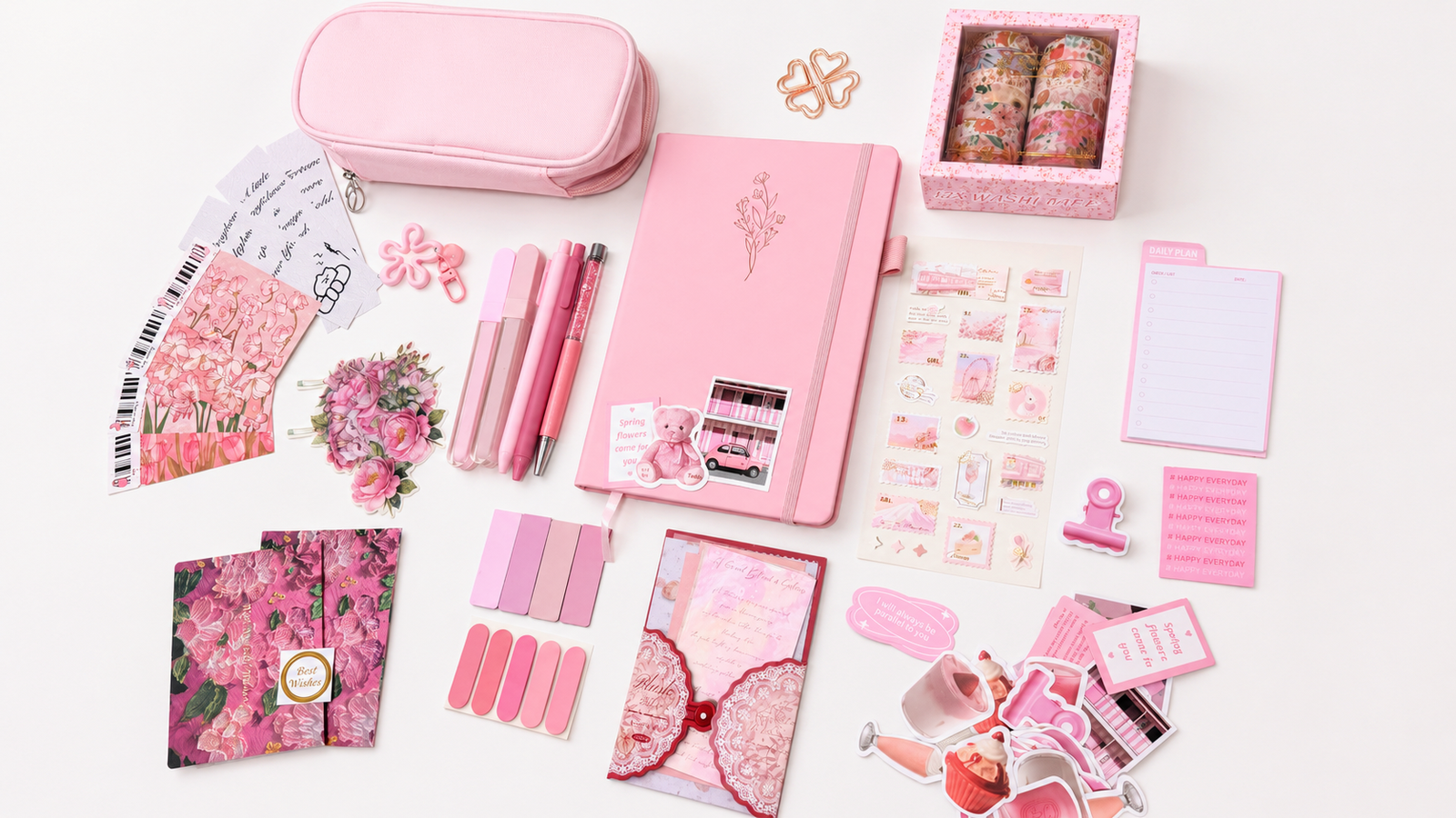 Pink Stationery Set - detail view for aesthetic stationery | Lumiyear