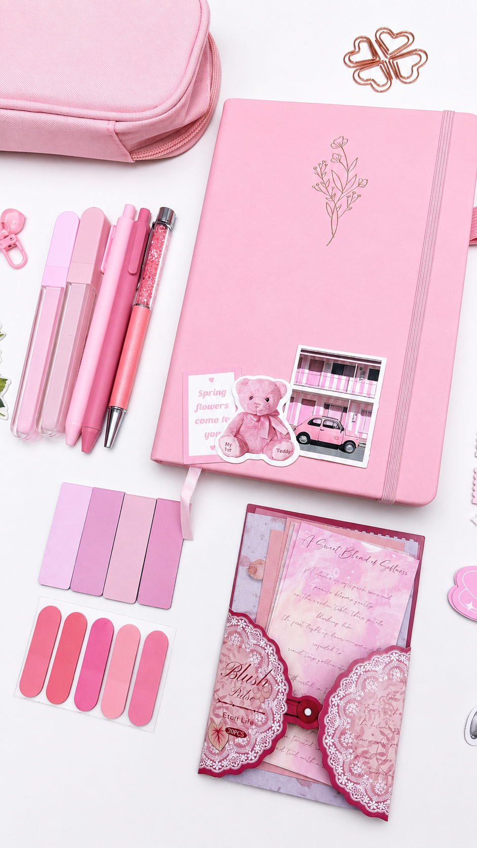 Pink Stationery Set - color option view for aesthetic stationery | Lumiyear