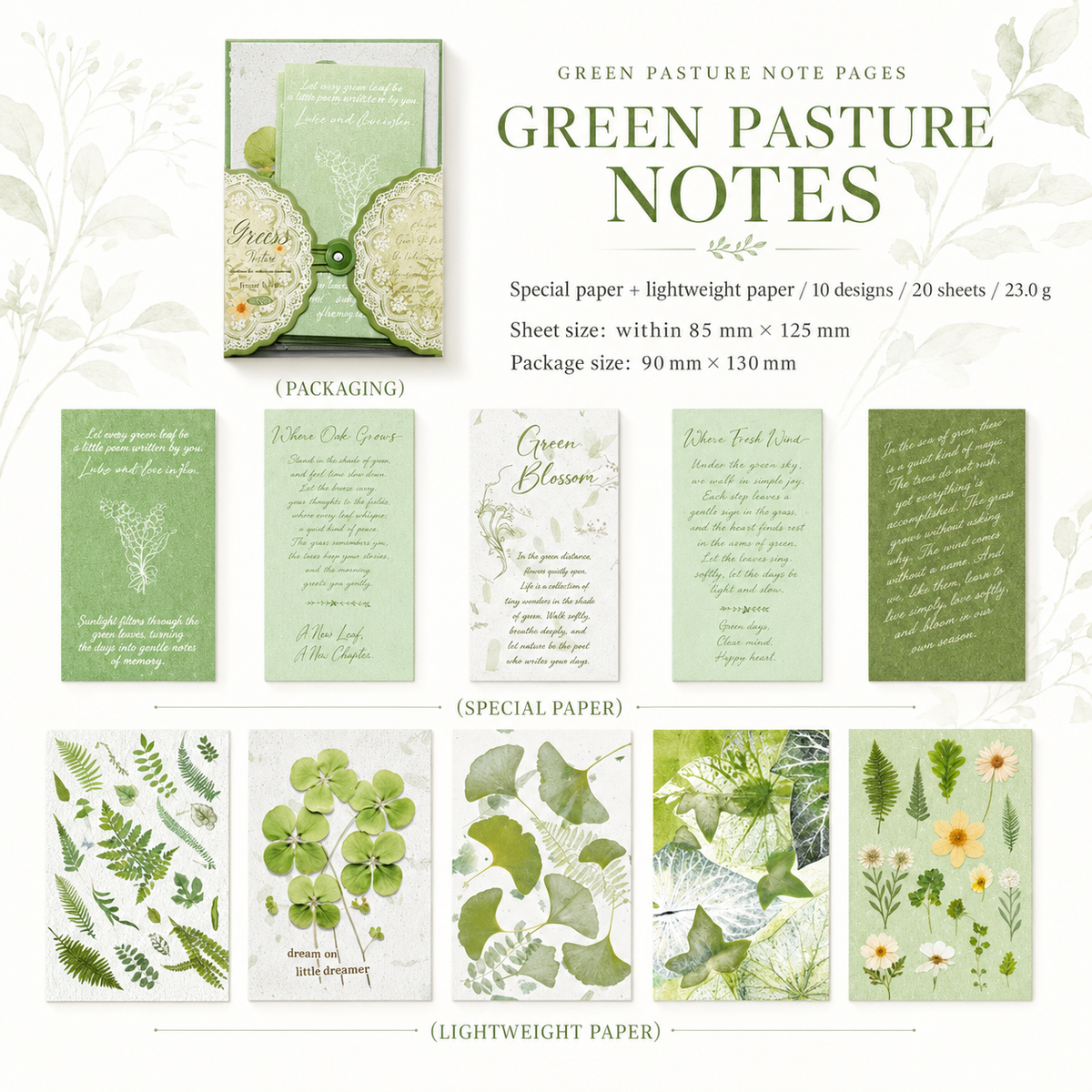 Etori Life "Flora & Flower Note" Series | طقم ورق نباتي فاخر بطابع فينتاج - ورق مزخرف مزدوج الملمس للسكرابوكينغ وفن التدوين