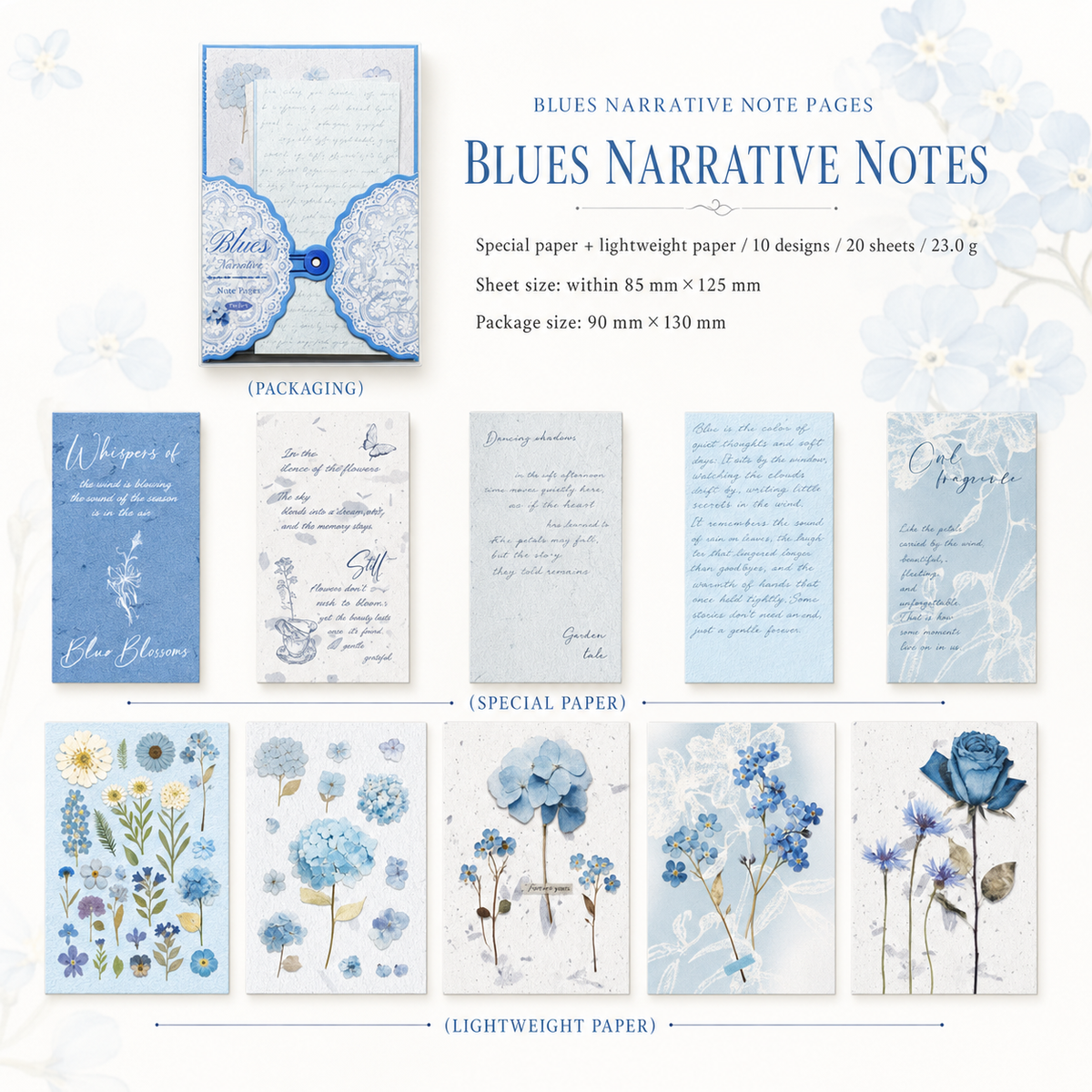 Etori Life "Flora & Flower Note" Series | Confezione premium di carta botanica vintage - Carta testurizzata a doppia texture per scrapbooking e art journaling