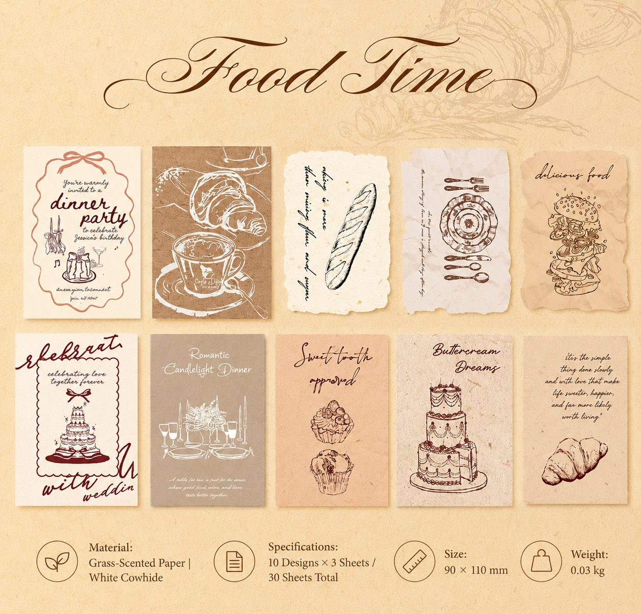 "Mark of Memories" Series Light Retro Sticker Pack by mr.paper - inside detail for scrapbook decoration | Lumiyear