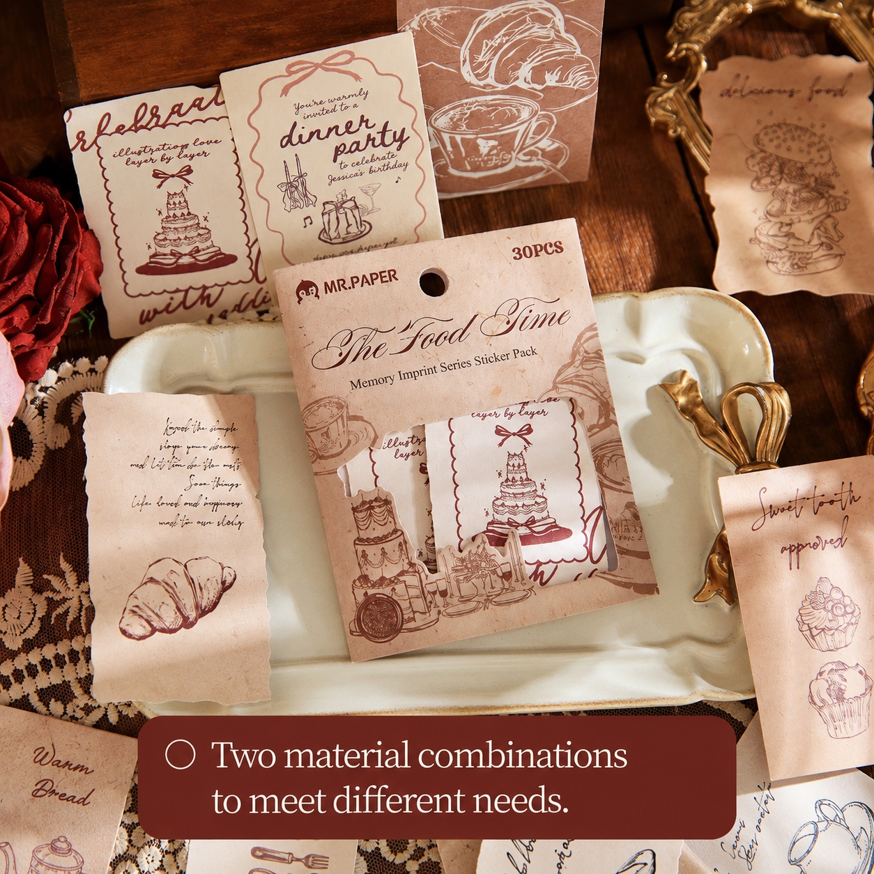 "Mark of Memories" Series Light Retro Sticker Pack by mr.paper - color option view for scrapbook decoration | Lumiyear