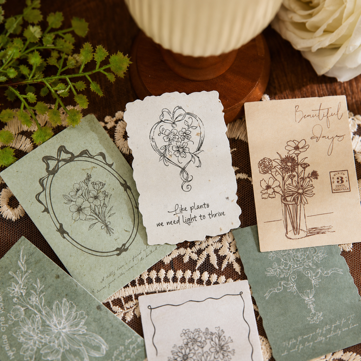"Mark of Memories" Series Light Retro Sticker Pack by mr.paper - color option view for scrapbook decoration | Lumiyear