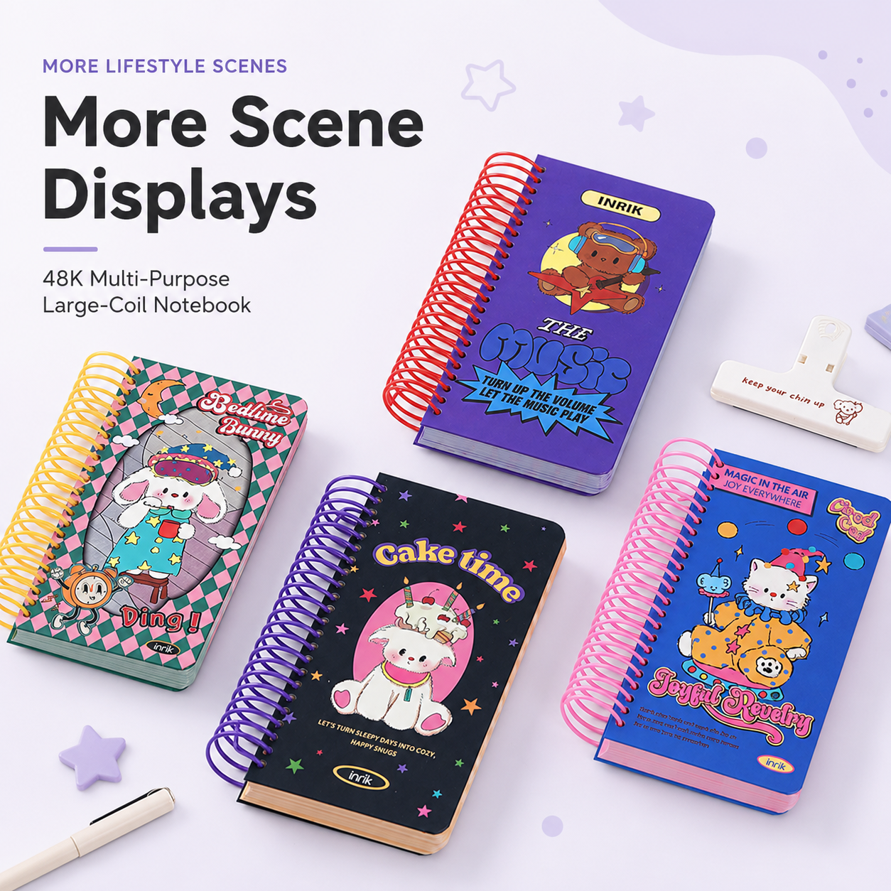 Illustrated 48K Spiral Notebook | Cute Cartoon Daily Planner Journal