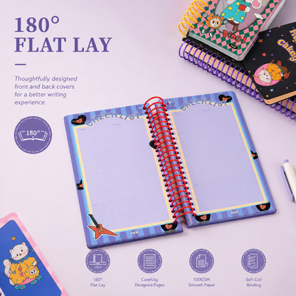 Illustrated 48K Spiral Notebook | Cute Cartoon Daily Planner Journal