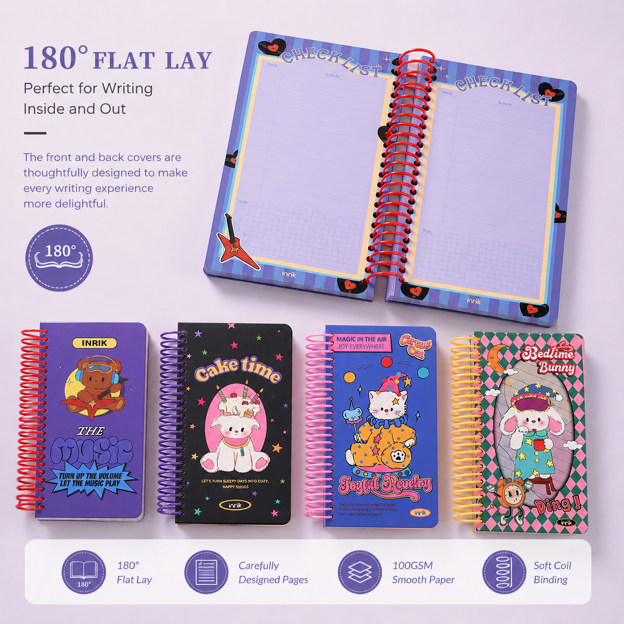 Illustrated 48K Spiral Notebook by inrik - color option view for journaling notebook | Lumiyear