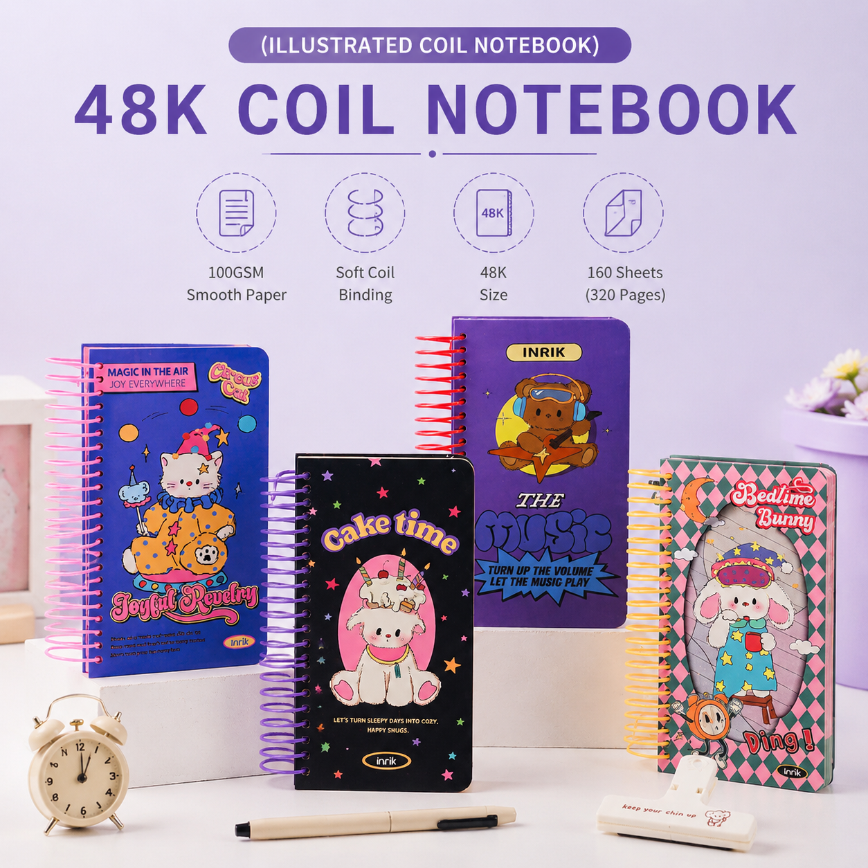 Illustrated 48K Spiral Notebook by inrik - color option view for journaling notebook | Lumiyear