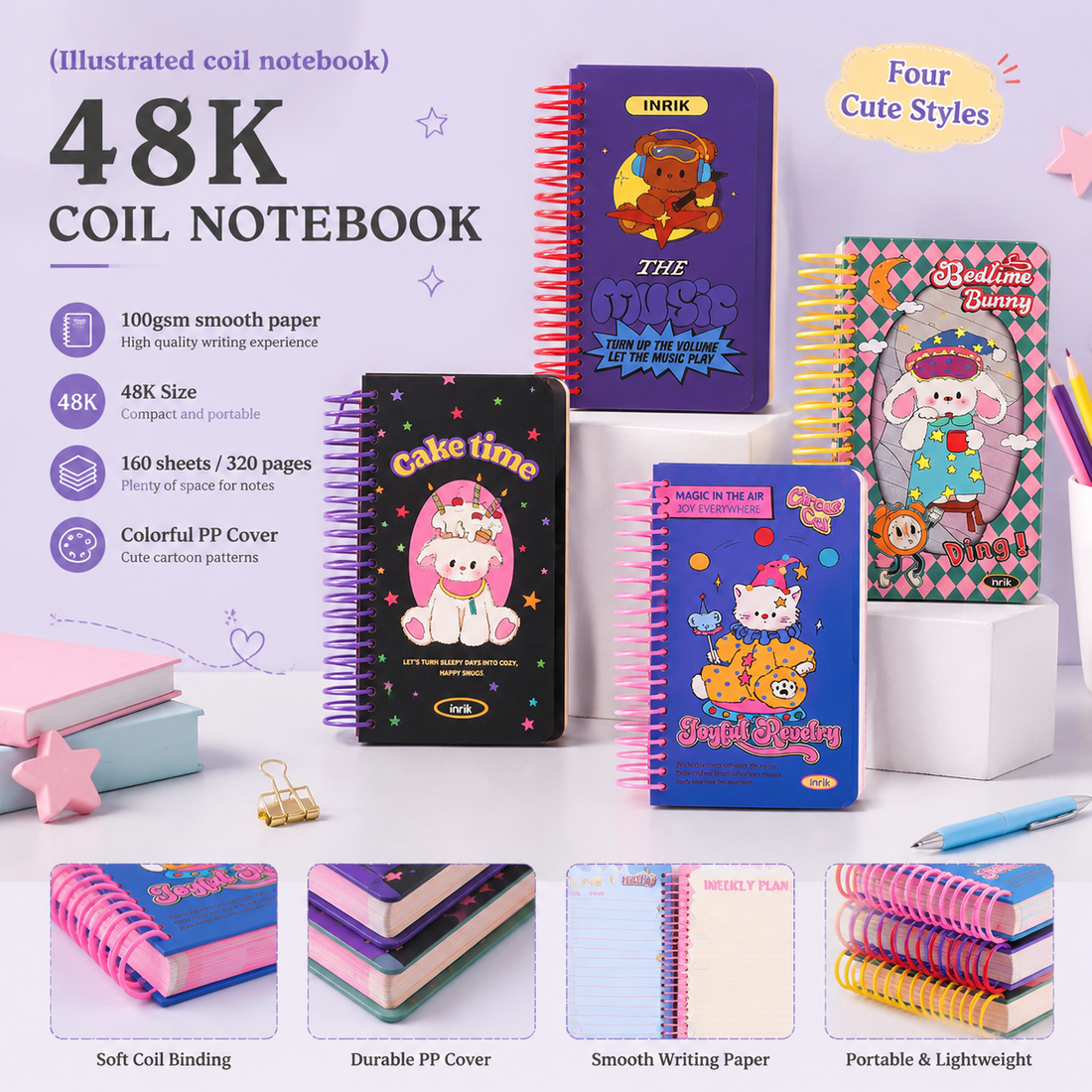Illustrated 48K Spiral Notebook by inrik - color option view for journaling notebook | Lumiyear