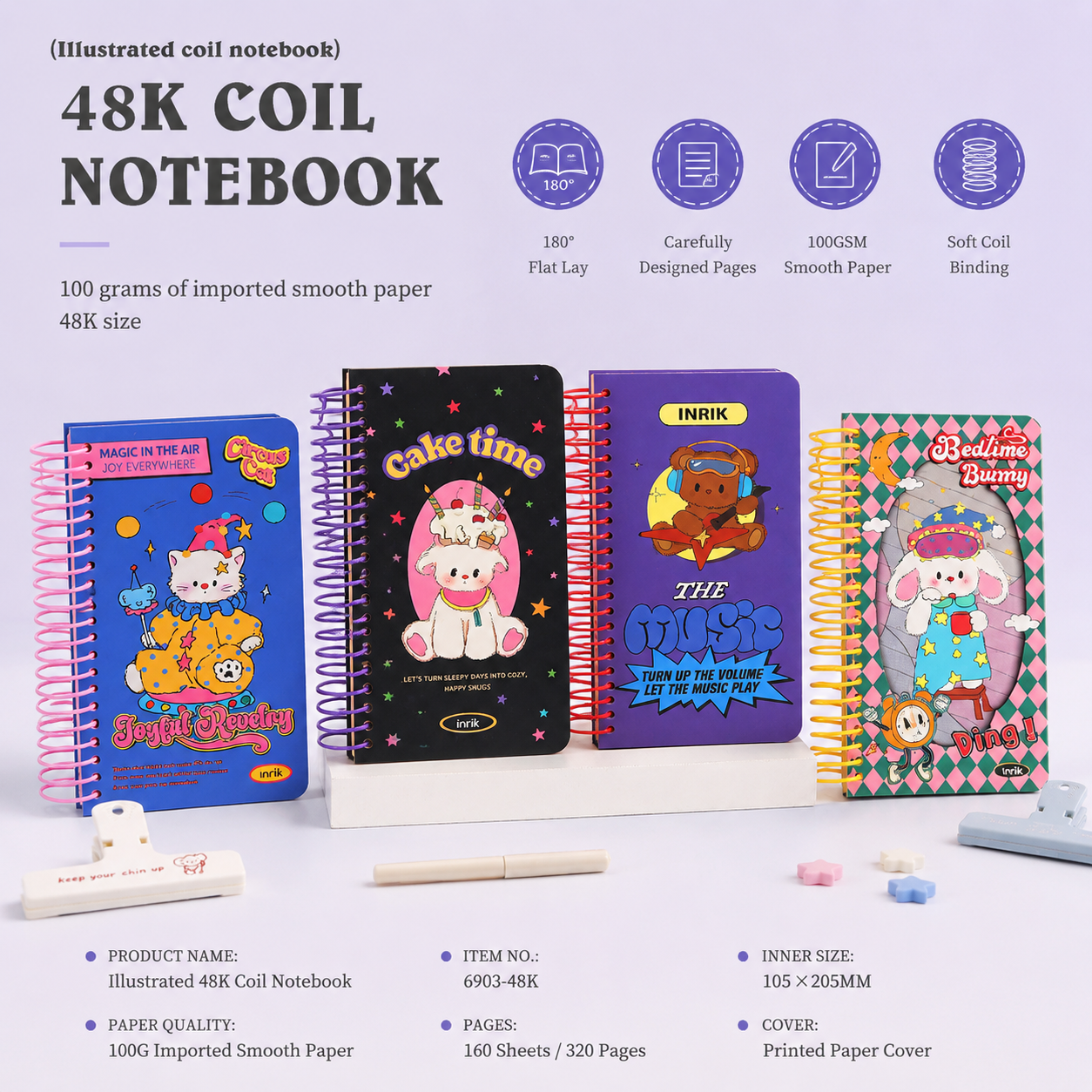 Illustrated 48K Spiral Notebook by inrik - color option view for journaling notebook | Lumiyear