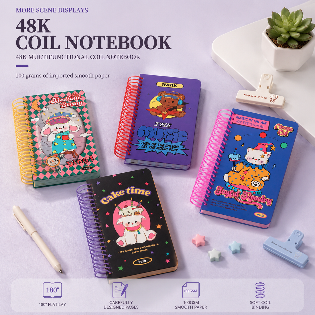 Illustrated 48K Spiral Notebook by inrik - color option view for journaling notebook | Lumiyear