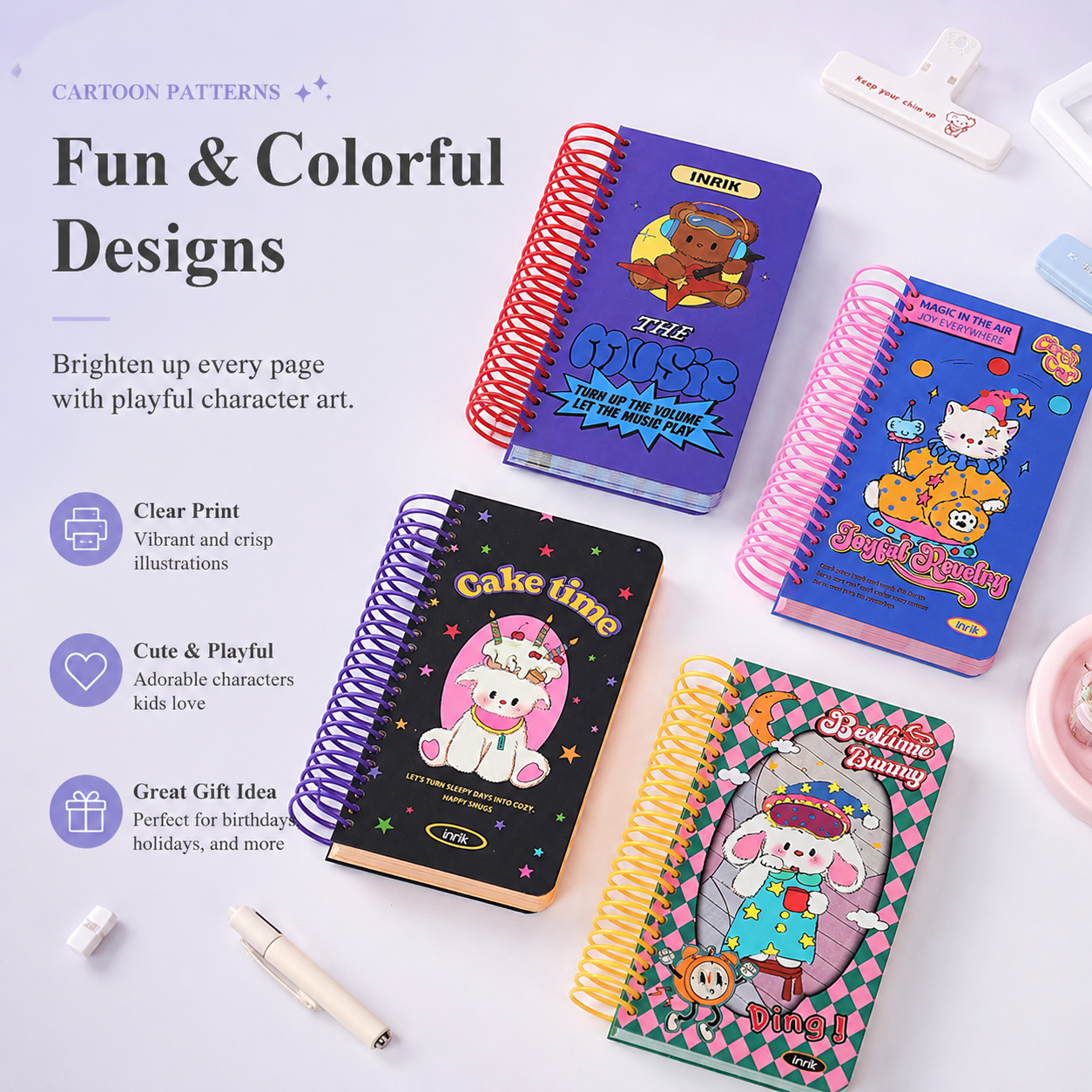 Illustrated 48K Spiral Notebook by inrik - color option view for journaling notebook | Lumiyear