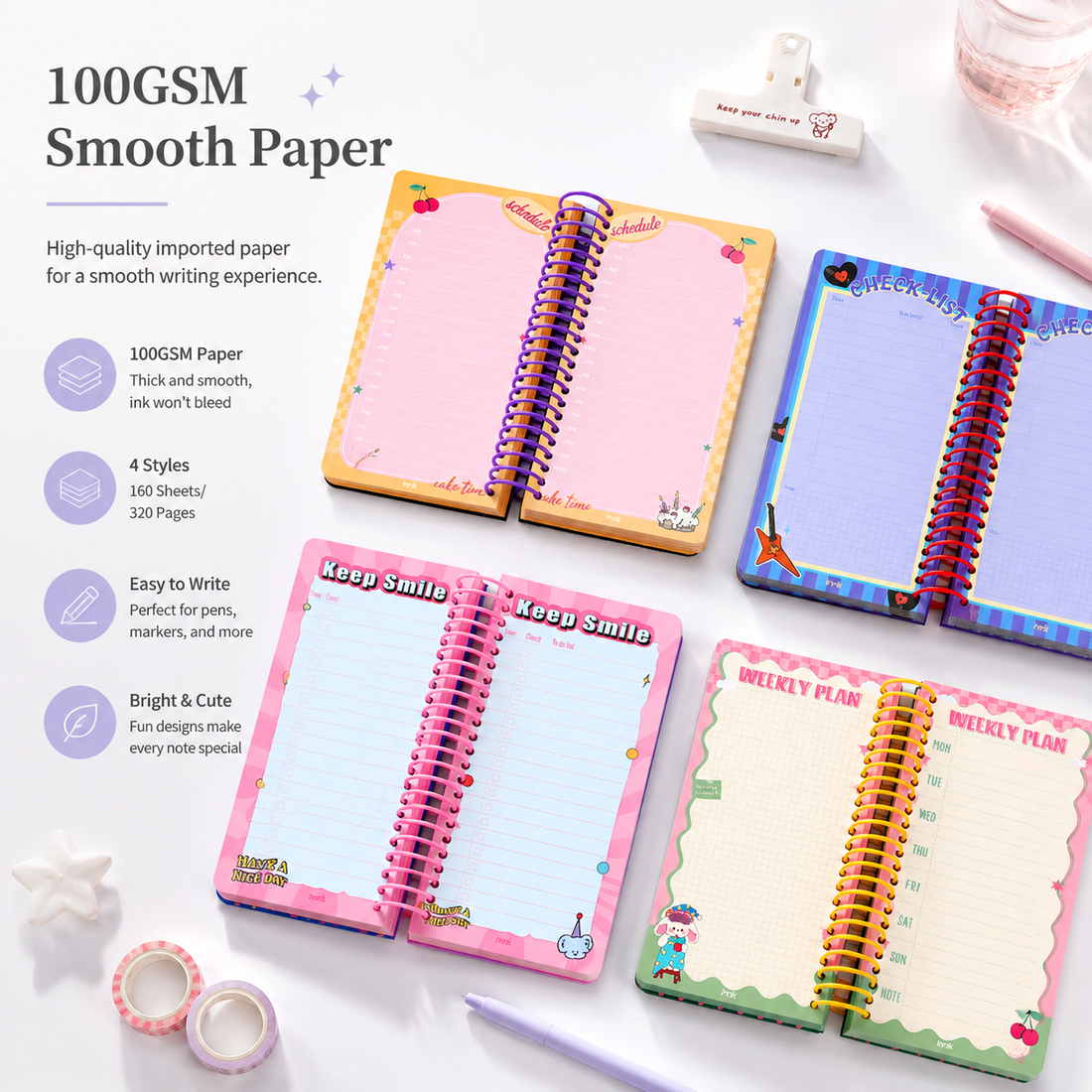 Illustrated 48K Spiral Notebook by inrik - color option view for journaling notebook | Lumiyear
