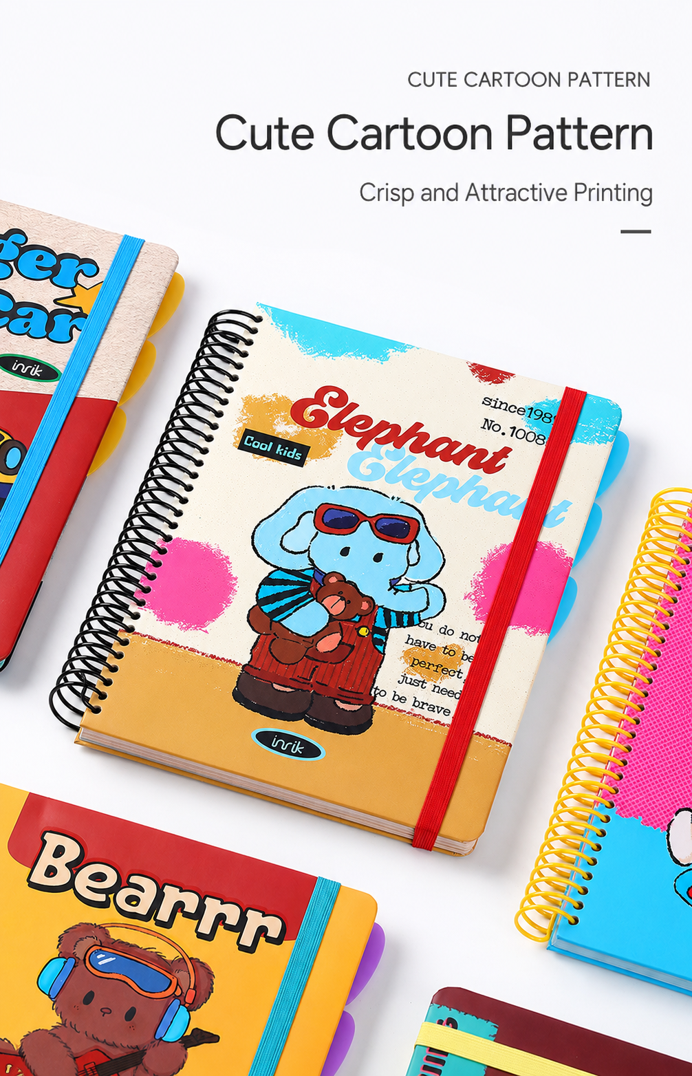 A4 Spiral Notebook with Elastic Band by inrik - color option view for journaling notebook | Lumiyear