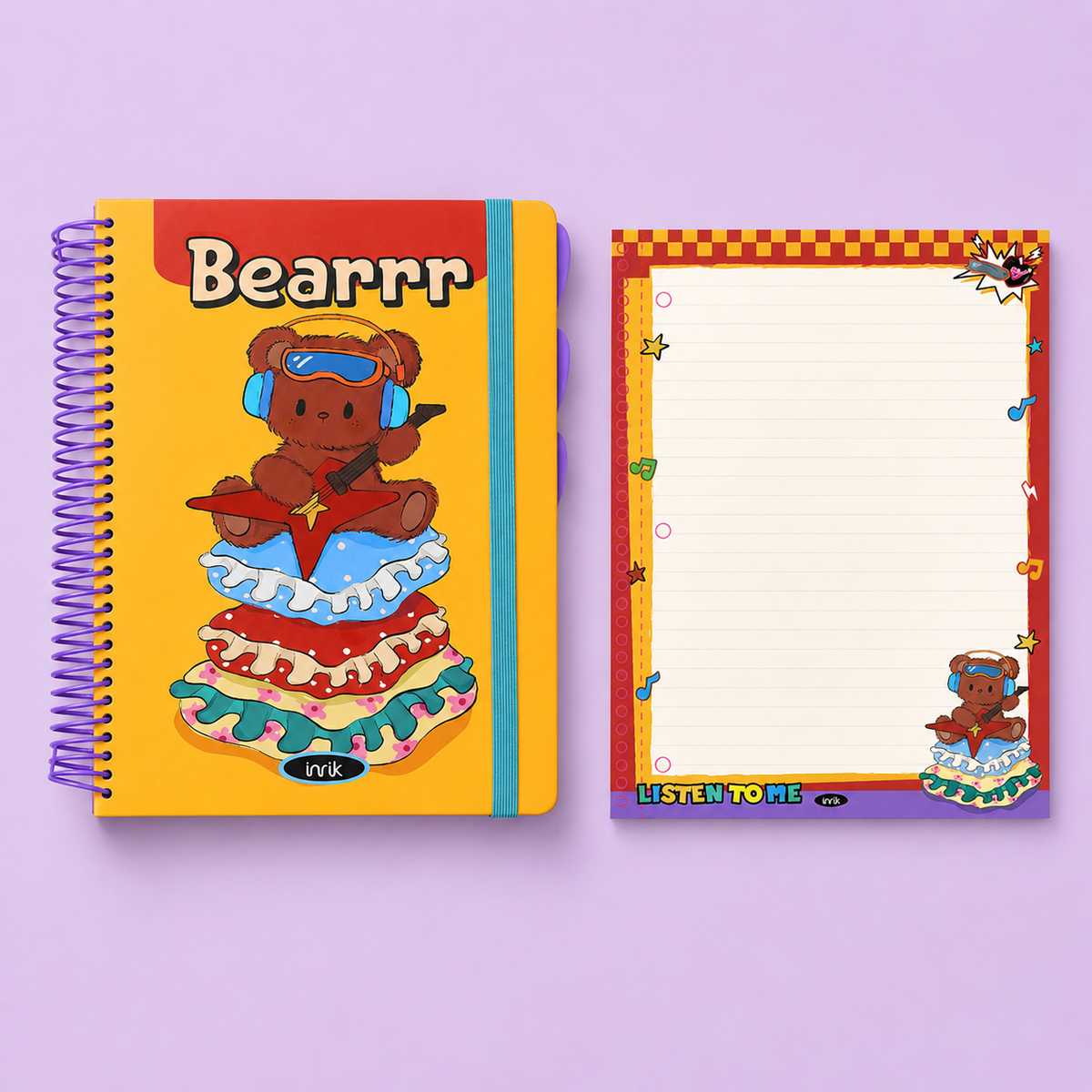 A4 Spiral Notebook with Elastic Band | Cute Retro American Cartoon Journal