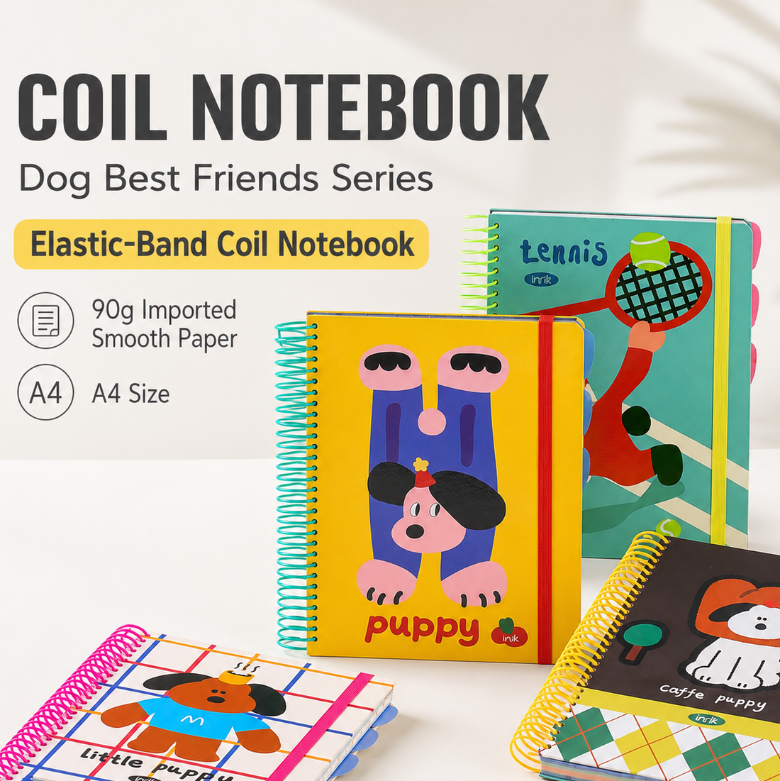 A4 Spiral Notebook with Elastic Band by inrik - color option view for journaling notebook | Lumiyear