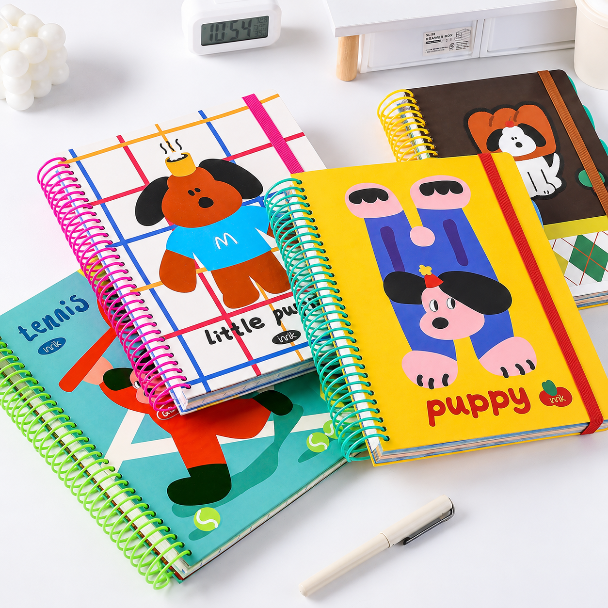 A4 Spiral Notebook with Elastic Band by inrik - detail view for journaling notebook | Lumiyear