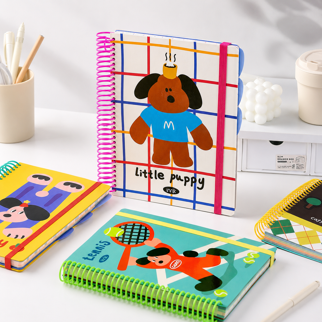A4 Spiral Notebook with Elastic Band by inrik - color option view for journaling notebook | Lumiyear
