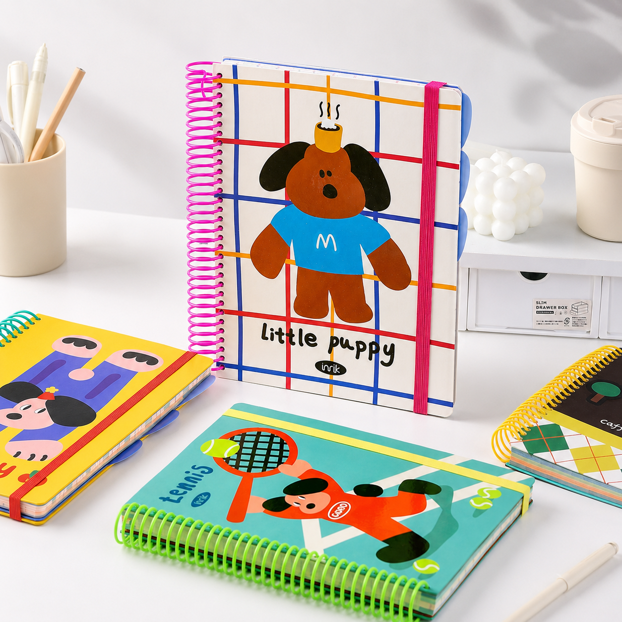 A4 Spiral Notebook with Elastic Band by inrik - color option view for journaling notebook | Lumiyear