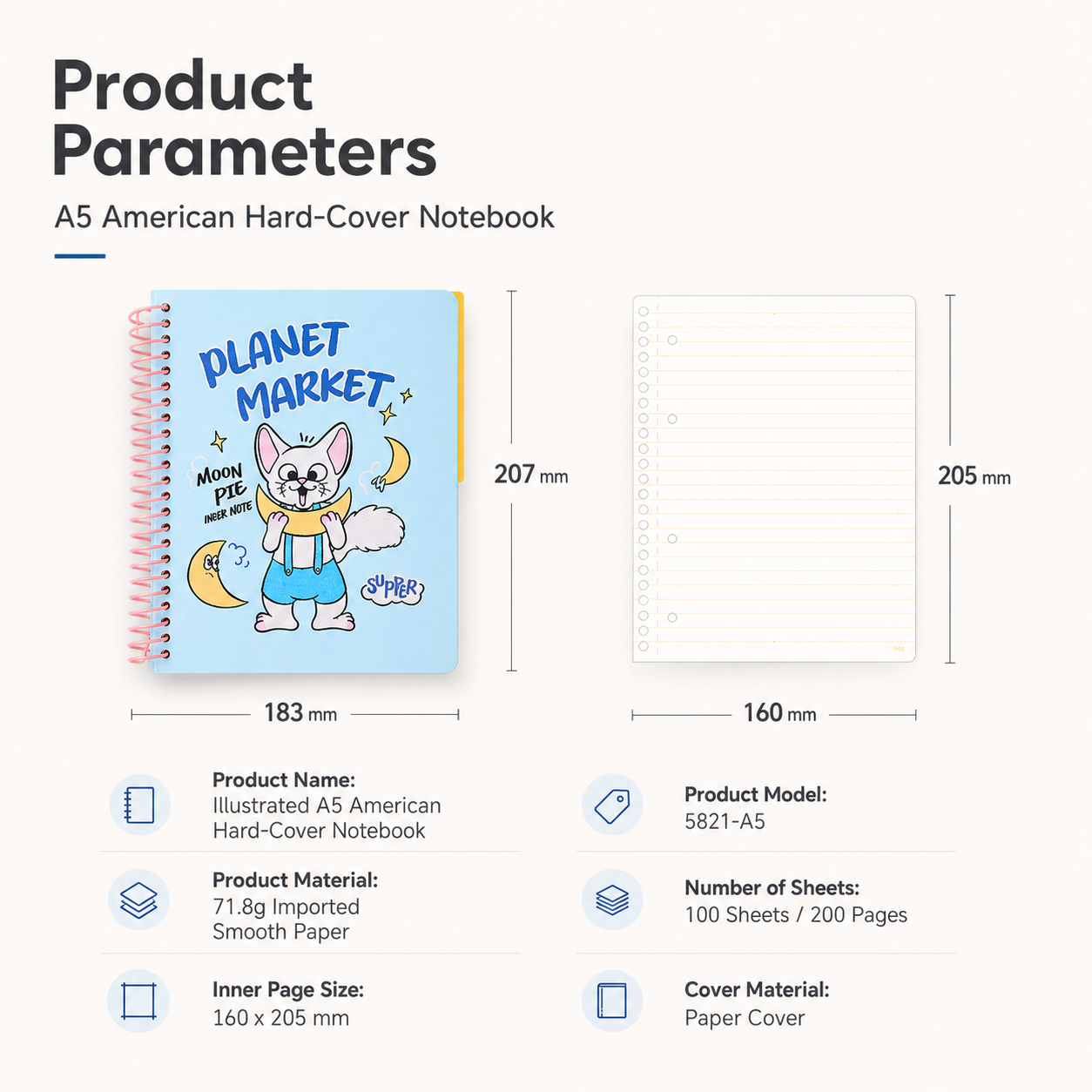 A5 Spiral Notebook with Perforated Pages by inrik - color option view for journaling notebook | Lumiyear