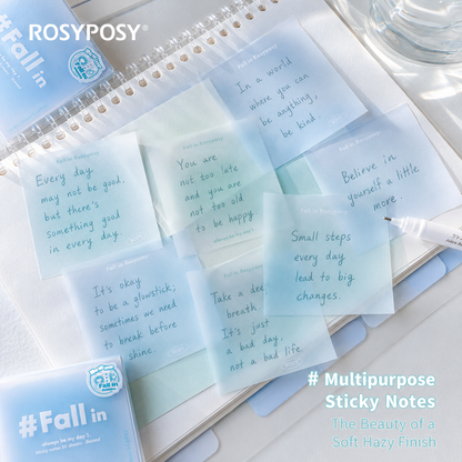 ROSYPOSY Aesthetic Pastel Sticky Note Set with PP Storage Box