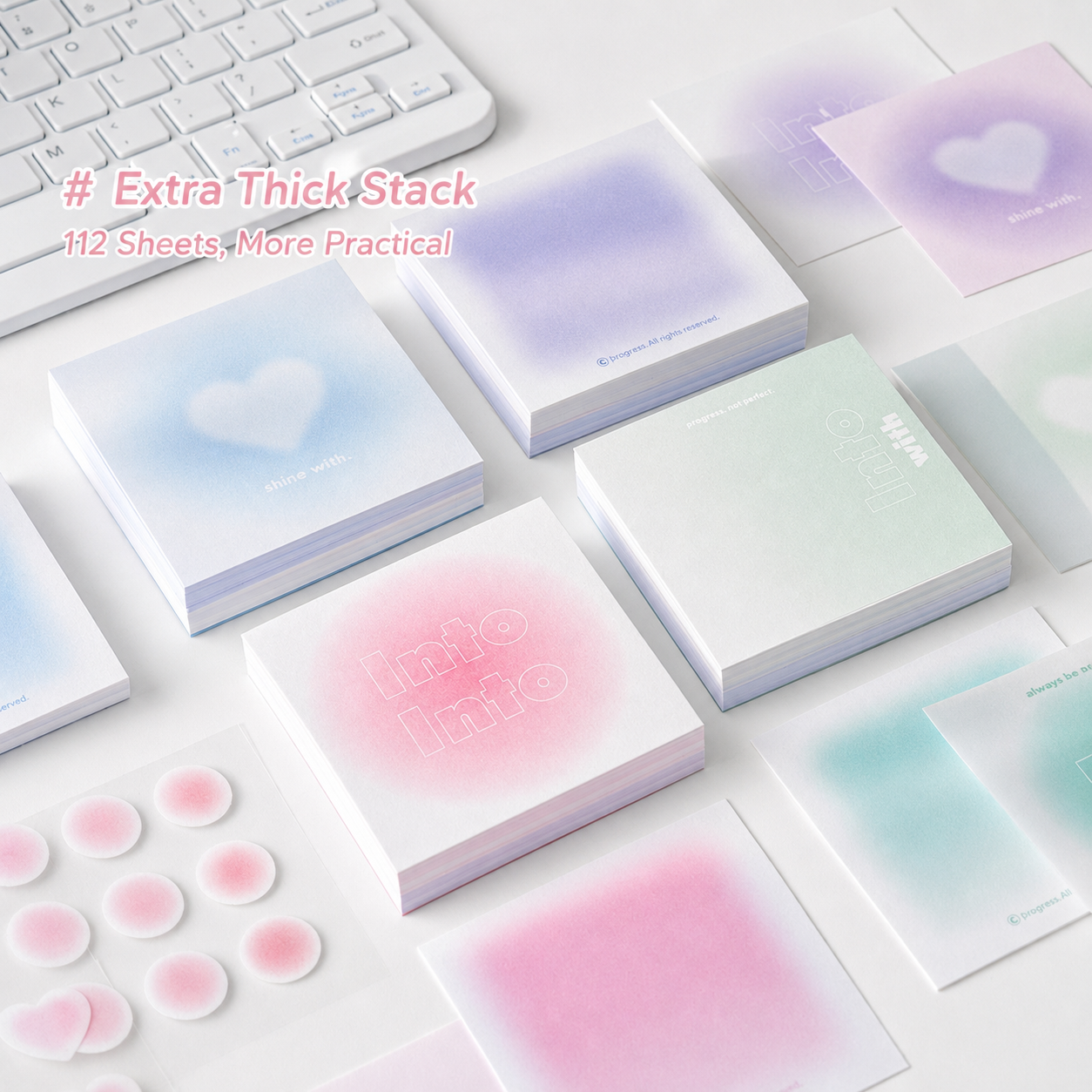 ROSYPOSY Aesthetic Pastel Sticky Note Set with PP by ROSYPOSY - main product view for aesthetic stationery | Lumiyear