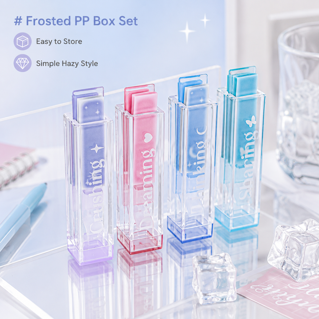 ROSYPOSY Lip Gloss Style Translucent PET Index Tabs Set by ROSYPOSY - main product view for aesthetic stationery | Lumiyear