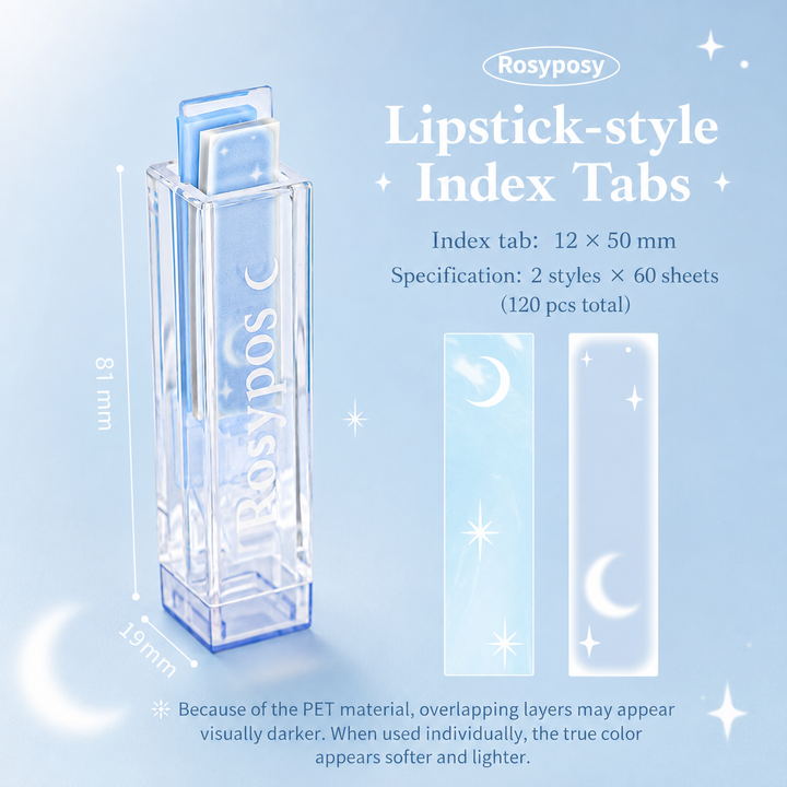 ROSYPOSY Lip Gloss Style Translucent PET Index Tabs Set by ROSYPOSY - aesthetic stationery and journaling supplies at