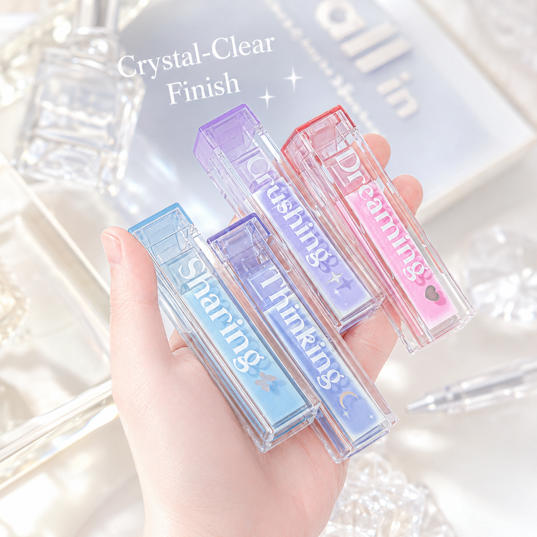 ROSYPOSY Lip Gloss Style Translucent PET Index Tabs Set by ROSYPOSY - color option view for aesthetic stationery | Lumiyear