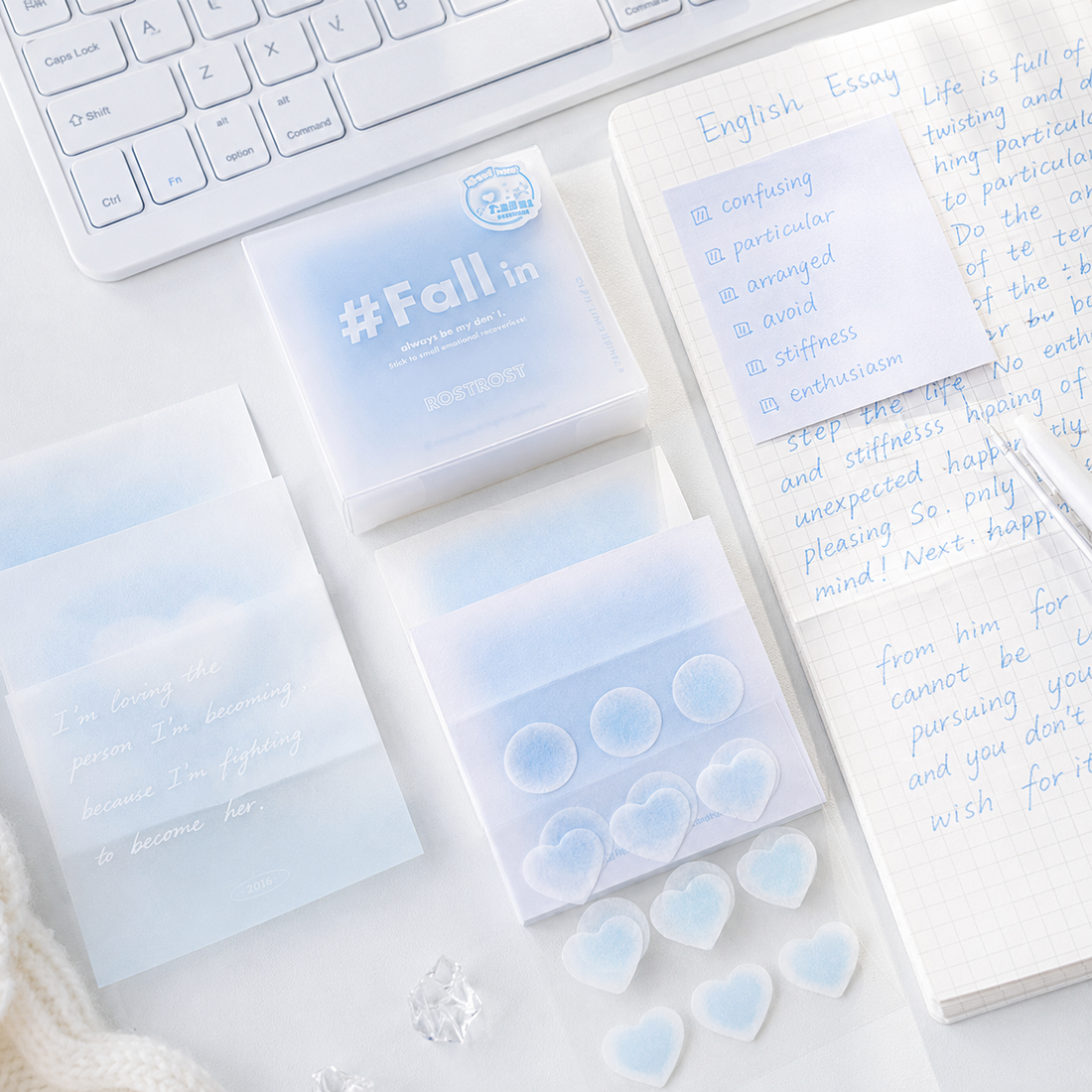 ROSYPOSY Aesthetic Pastel Sticky Note Set with PP by ROSYPOSY - color option view for aesthetic stationery | Lumiyear