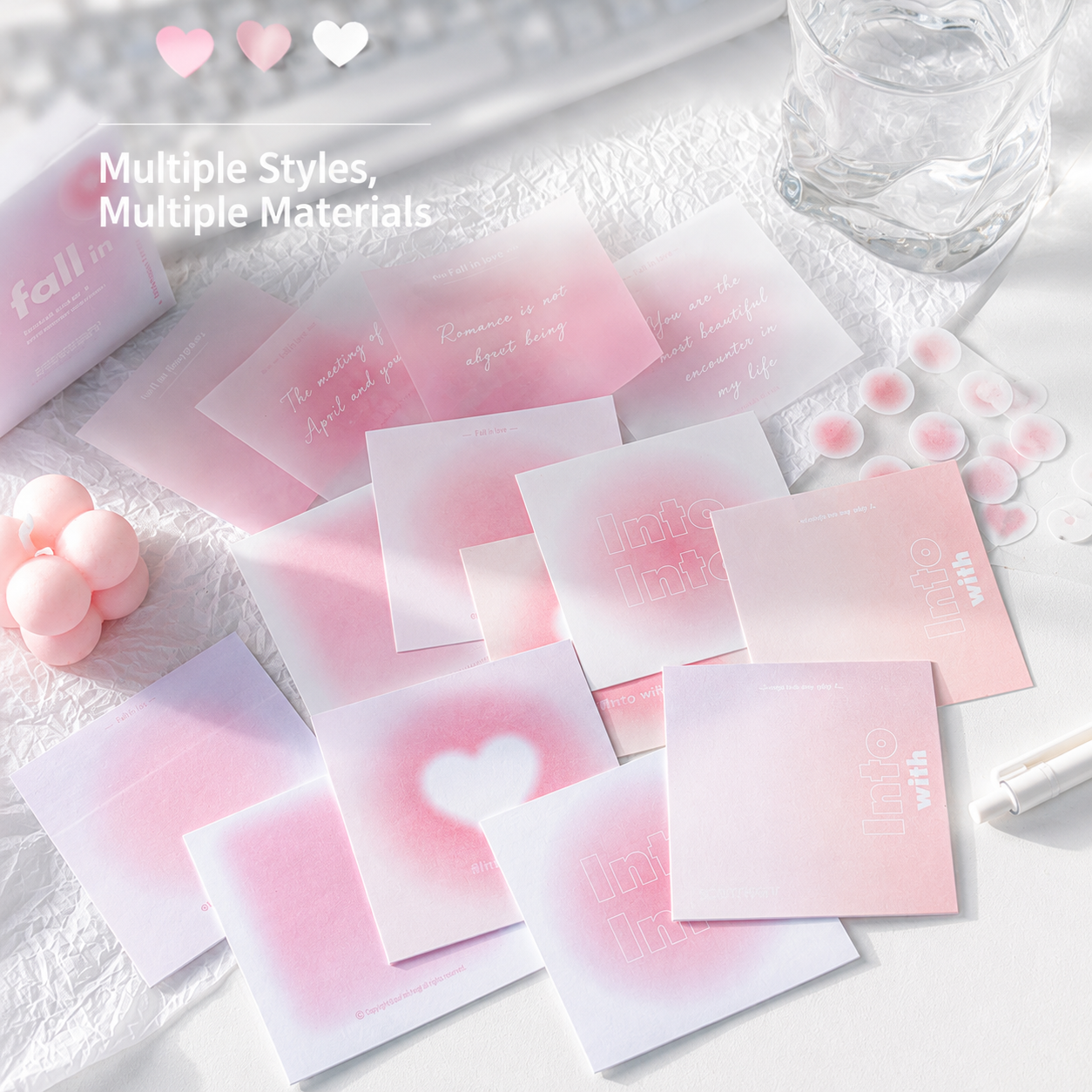 ROSYPOSY Aesthetic Pastel Sticky Note Set with PP by ROSYPOSY - color option view for aesthetic stationery | Lumiyear