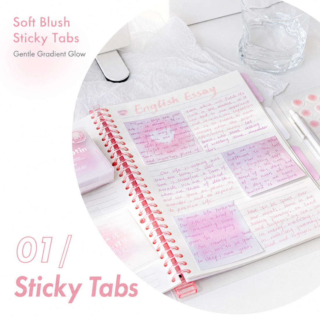 ROSYPOSY Aesthetic Pastel Sticky Note Set with PP by ROSYPOSY - color option view for aesthetic stationery | Lumiyear