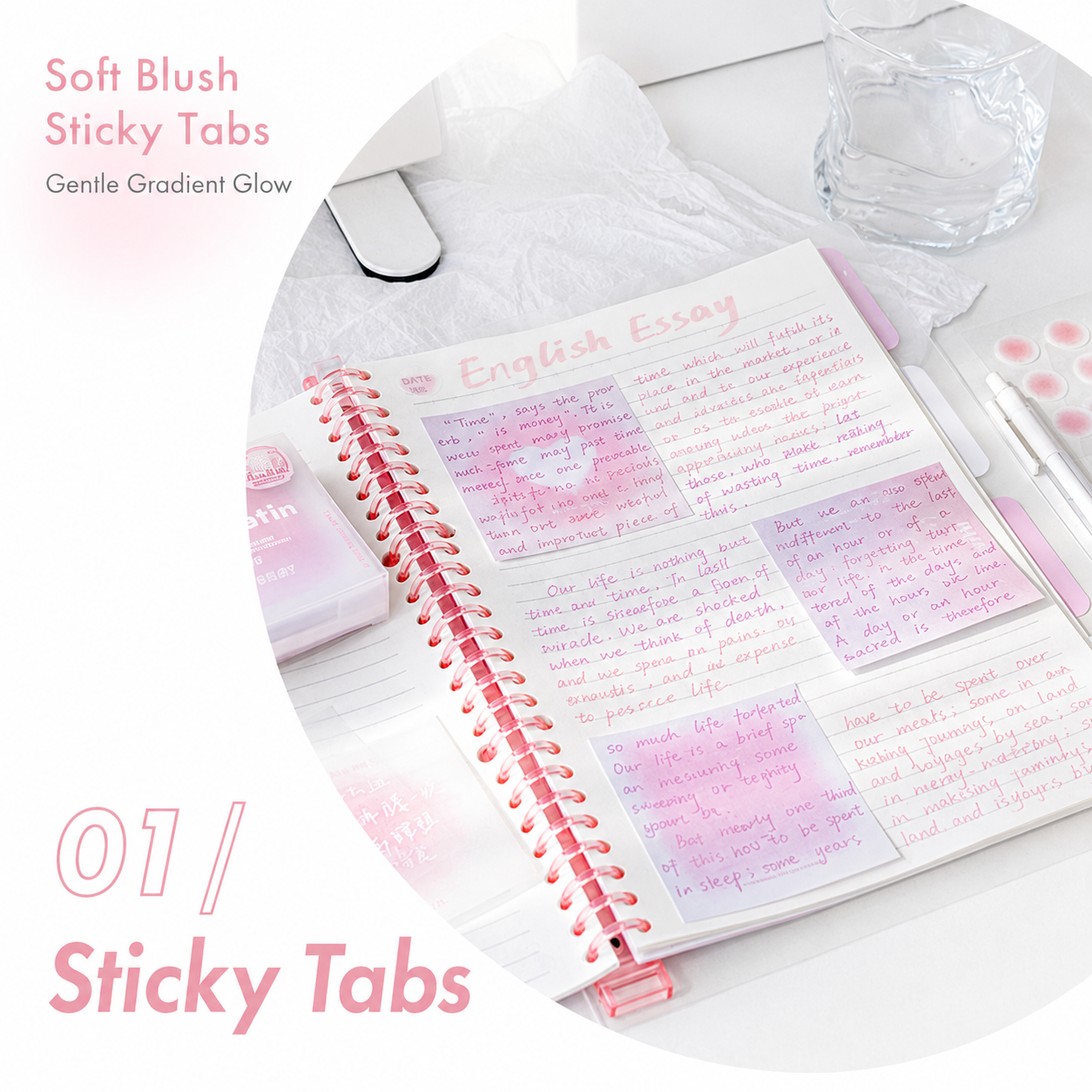 ROSYPOSY Aesthetic Pastel Sticky Note Set with PP by ROSYPOSY - color option view for aesthetic stationery | Lumiyear