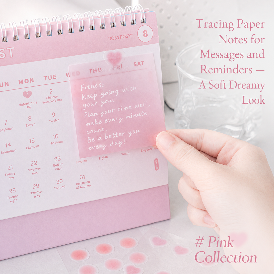 ROSYPOSY Aesthetic Pastel Sticky Note Set with PP by ROSYPOSY - color option view for aesthetic stationery | Lumiyear