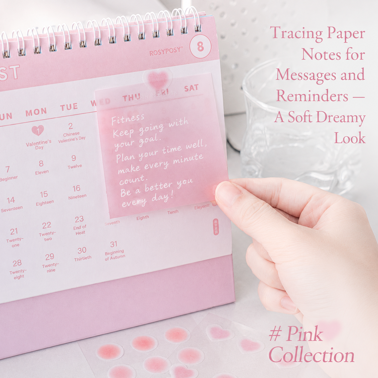 ROSYPOSY Aesthetic Pastel Sticky Note Set with PP by ROSYPOSY - color option view for aesthetic stationery | Lumiyear