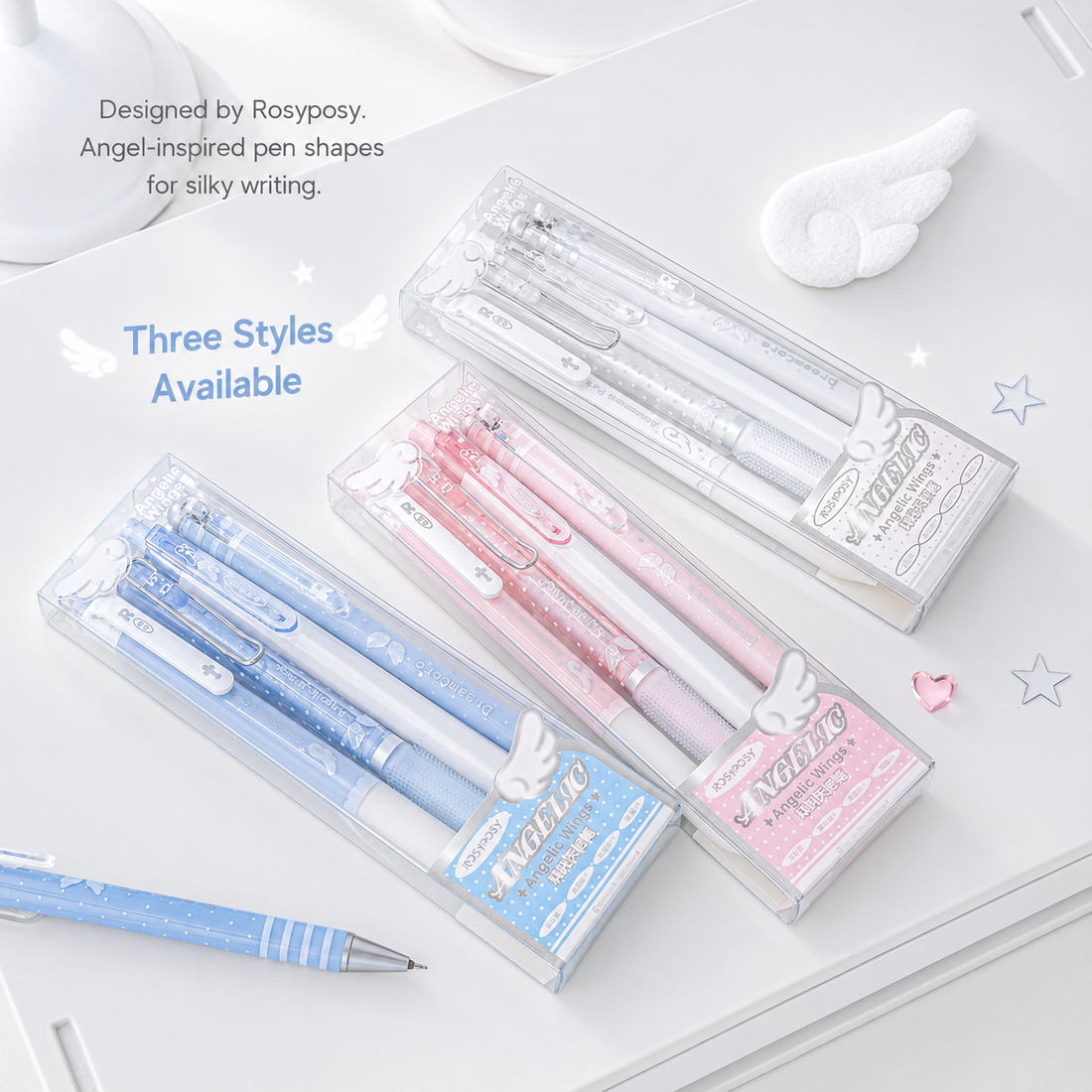 ROSYPOSY Angelic Wings Pearlescent Gel Pen Set by ROSYPOSY - color option view for journaling writing tool | Lumiyear