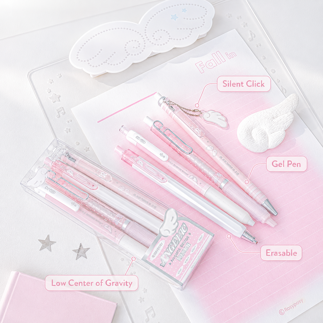 ROSYPOSY Angelic Wings Pearlescent Gel Pen Set by ROSYPOSY - color option view for journaling writing tool | Lumiyear