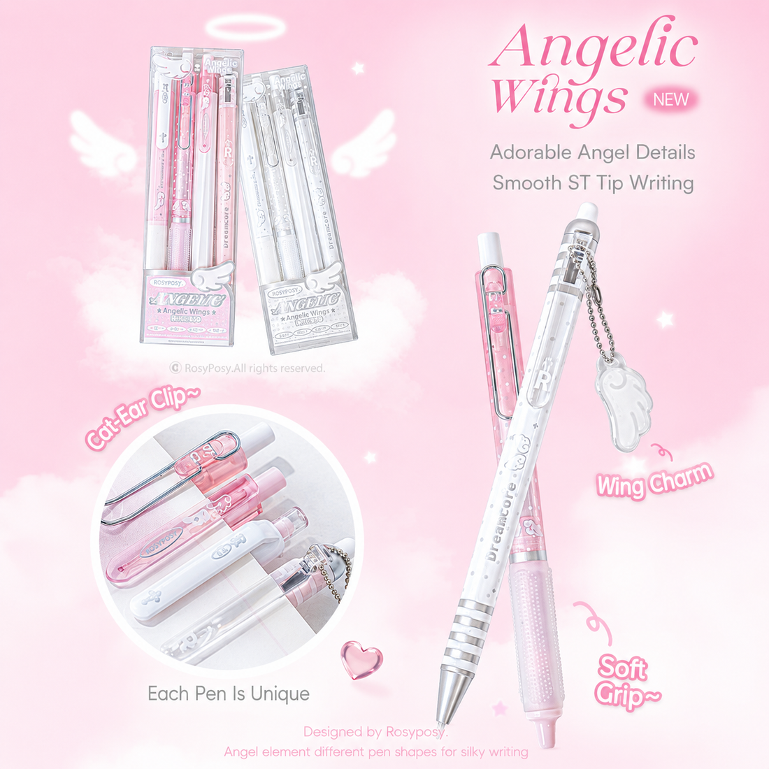 ROSYPOSY Angelic Wings Pearlescent Gel Pen Set by ROSYPOSY - color option view for journaling writing tool | Lumiyear