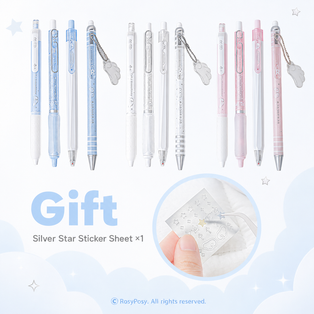 ROSYPOSY Angelic Wings Pearlescent Gel Pen Set by ROSYPOSY - color option view for journaling writing tool | Lumiyear