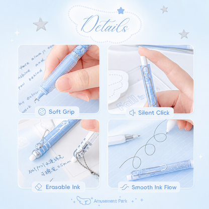 ROSYPOSY Angelic Wings Pearlescent Gel Pen Set | Silent Erasable Low Center of Gravity