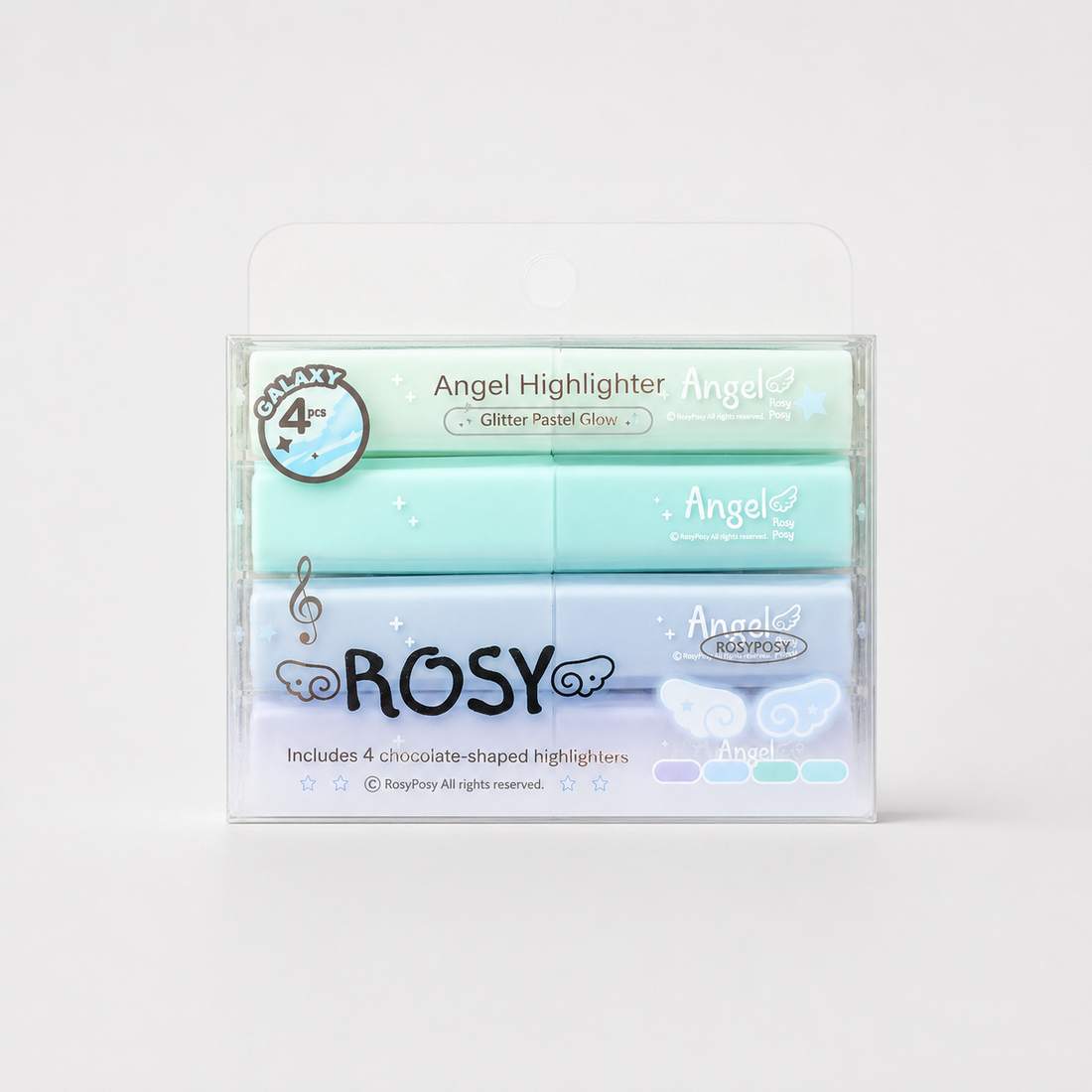 ROSYPOSY Angelic Shimmer Pastel Highlighter Set by ROSYPOSY - color option view for journaling writing tool | Lumiyear