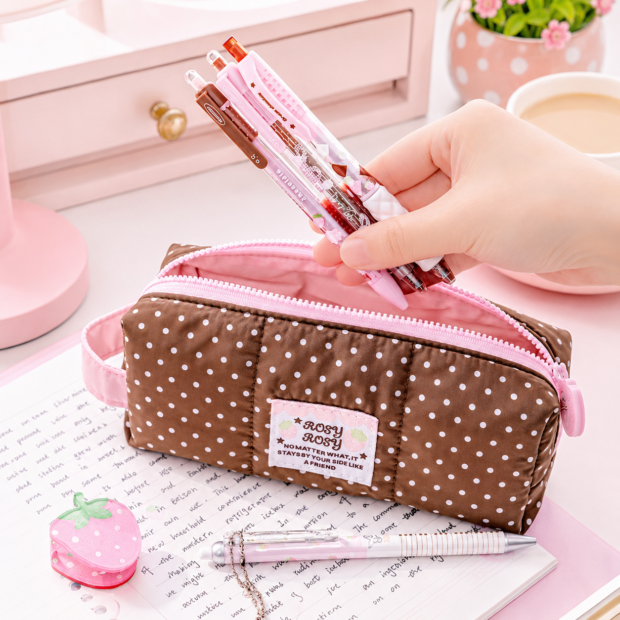 ROSYPOSY Strawberry Chocolate Melody Gel Pen Set by ROSYPOSY - color option view for journaling writing tool | Lumiyear