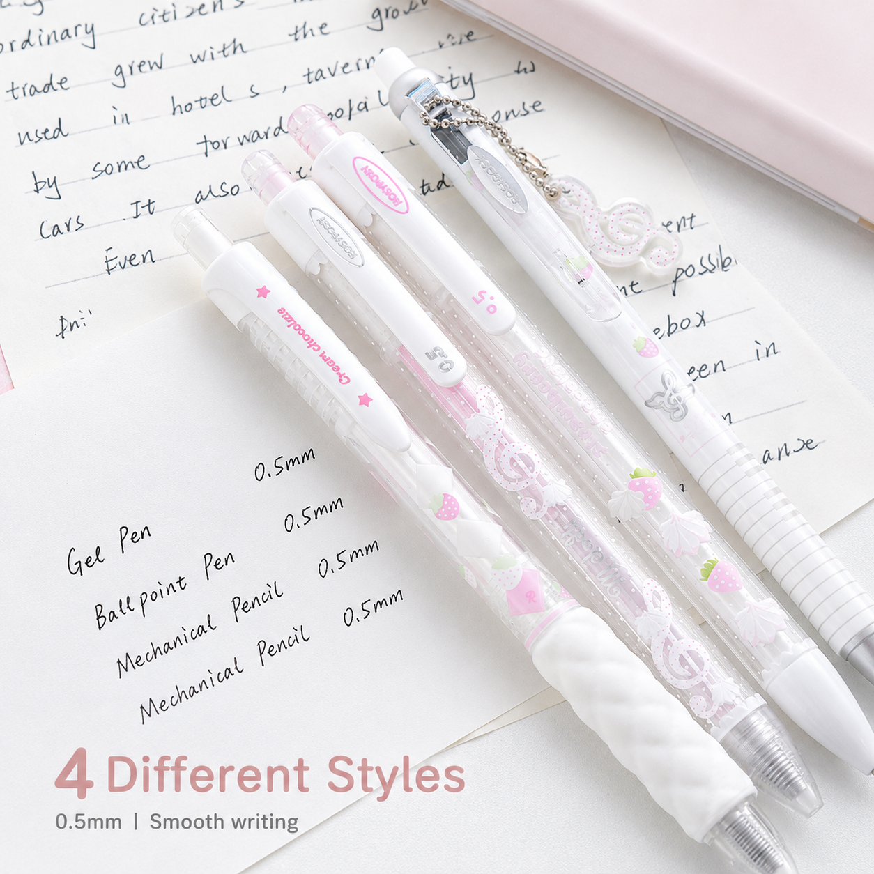 ROSYPOSY Strawberry Chocolate Melody Gel Pen Set by ROSYPOSY - color option view for journaling writing tool | Lumiyear