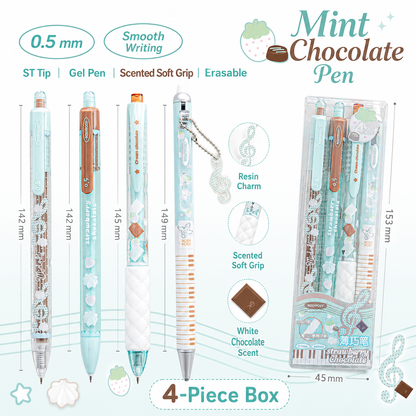 ROSYPOSY Strawberry Chocolate Melody Gel Pen Set | Scented Erasable Creative Writing Kit