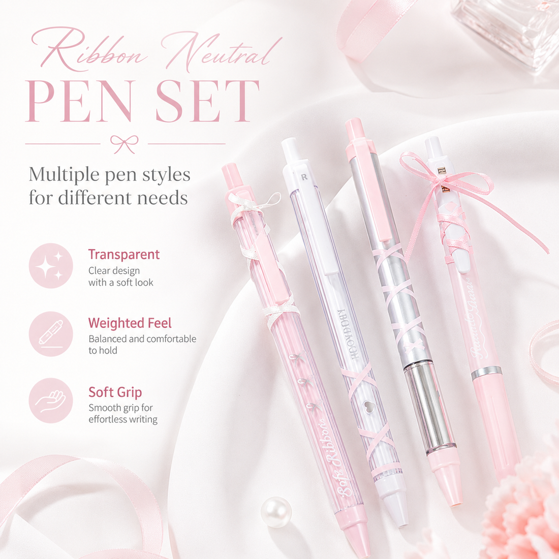 ROSYPOSY DIY Bow Ribbon Gel Pen Set by ROSYPOSY - color option view for journaling writing tool | Lumiyear